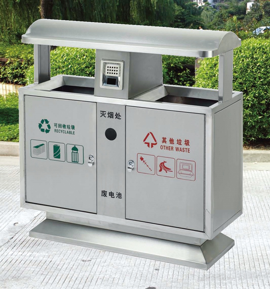 山東不銹鋼果皮箱，濰坊不銹鋼分類垃圾桶