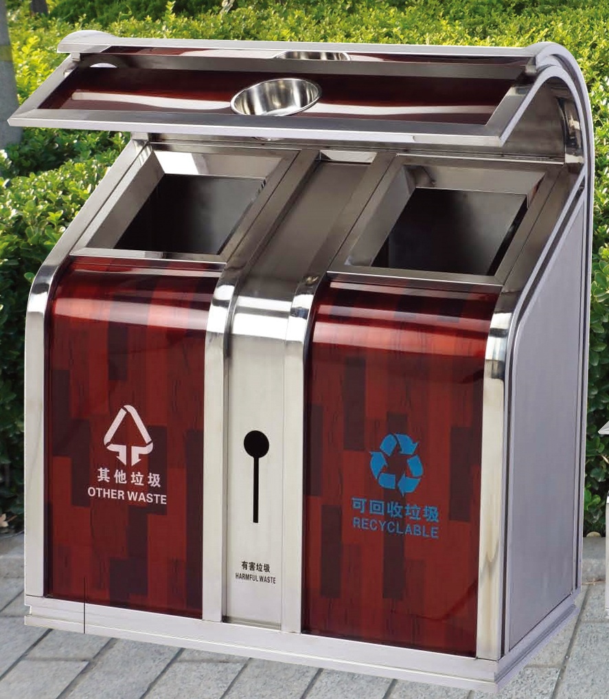 青島不銹鋼分類垃圾桶，煙臺(tái)不銹鋼果皮箱